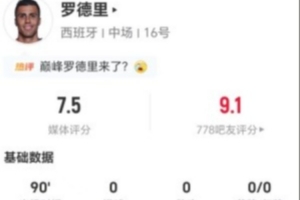 今日罗德里本场传球成功率93.5%+4抢断+4VS抗4成功 获评7.5分直播_免费在线免费观看